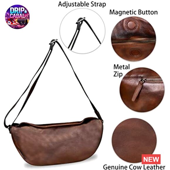 Genuine Leather Sling Backpack Crossbody Daypack Vintage Handmade